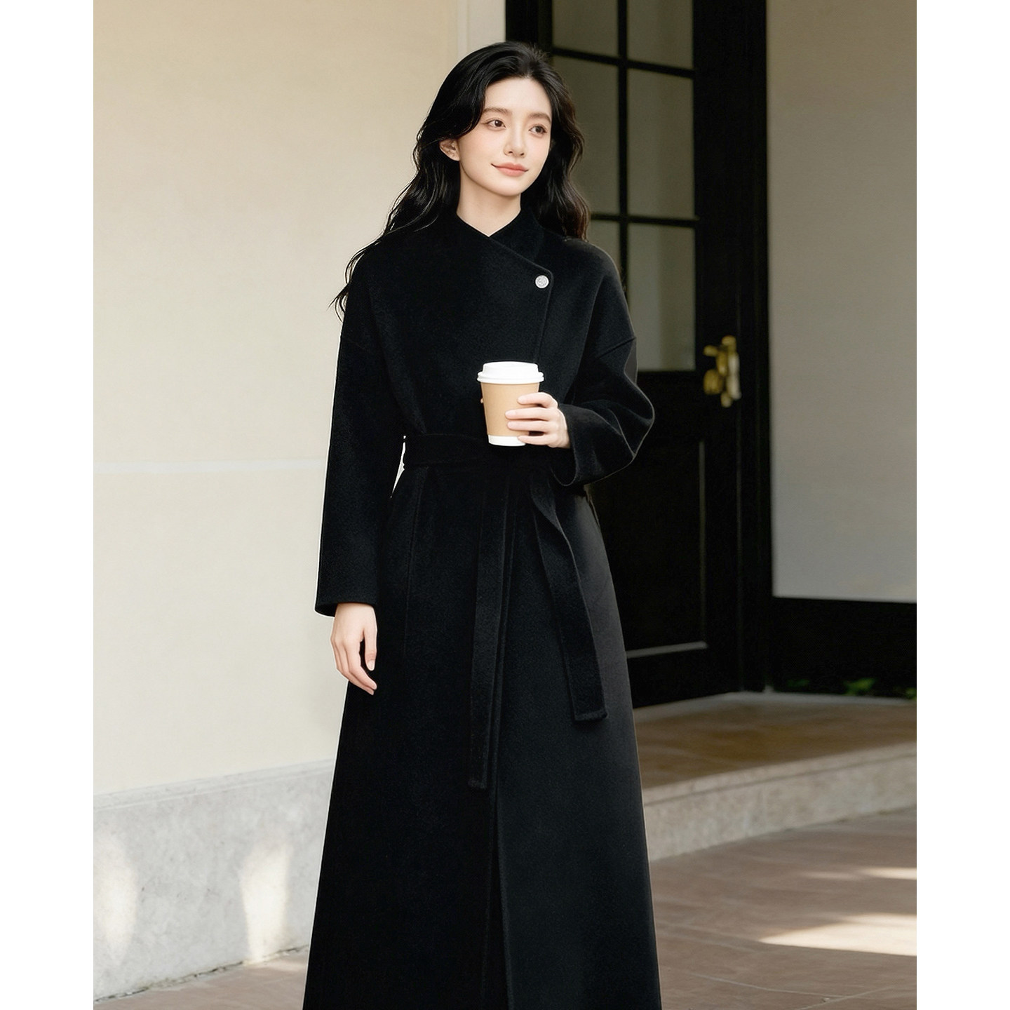 甜梦｜手工双面羊毛大衣安哥拉红高级感长款赫本黑优雅新年呢外套,女装/女士精品,毛呢外套,淘宝优惠券,粉丝福利购,淘宝优惠卷