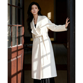 温酒｜高级感手缝白色双面羊毛大衣长款 气质温柔宽松千金呢外套冬