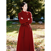 绛珠｜新年外套双面羊毛大衣红色立领拜年订婚服高级感气质呢子长