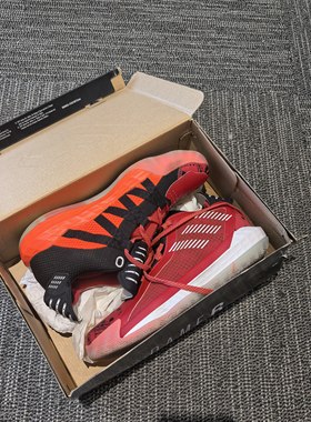 adidas D lillard 6利拉德时尚百搭减震防滑耐磨 低帮 篮球鞋红黑