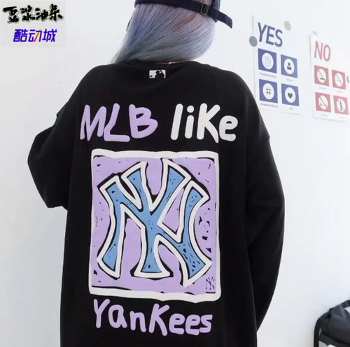 MLB纽约洋基队涂鸦印花长袖圆领