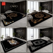 黑色潮牌新款 可定制客厅加厚防滑地毯茶几毯卧室家用高级网红地垫