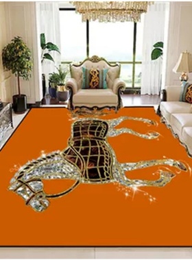 新款潮牌网红橙色大马美式轻奢高级地毯客厅卧室满铺垫茶几地毯垫