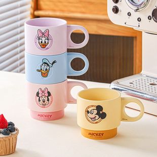 迪士尼米奇创意卡通陶瓷叠叠杯马克杯伴手礼家用咖啡杯高颜值杯子