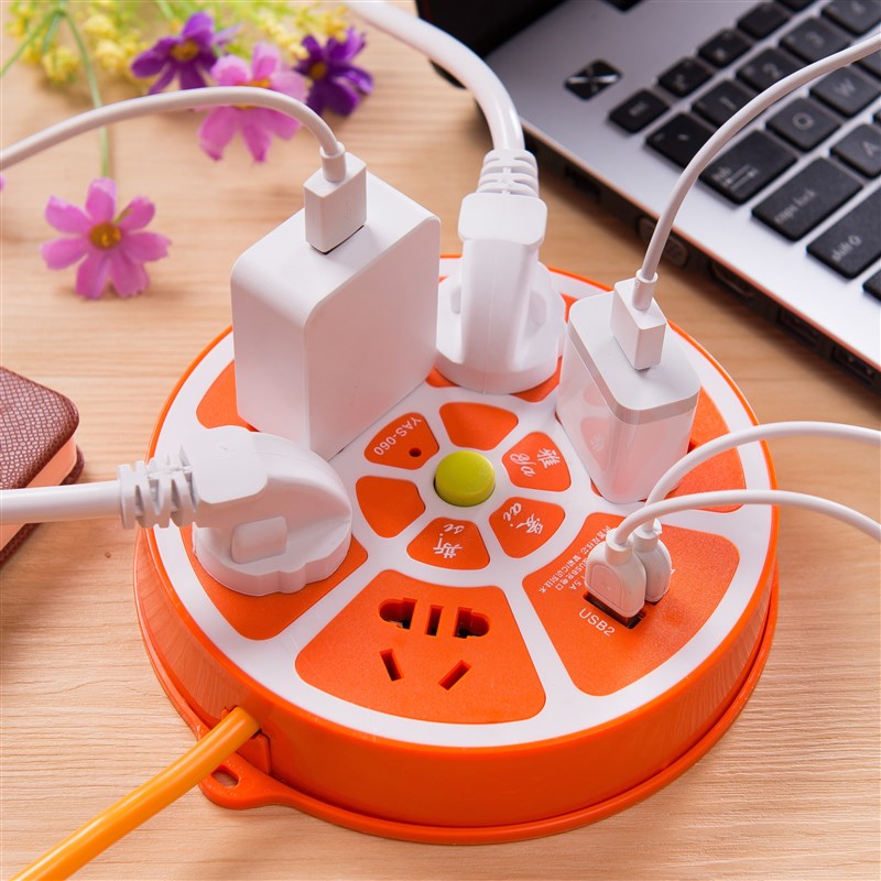 创意智能多e功能插座带USB开关多孔电源家用排插多用充电器插线板