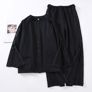 男款大码加厚棉拉绒护理服秋冬保暖宽松术后康复服卧床针灸理疗