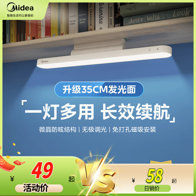 政府补贴15% 美的台灯护眼学习专用书桌磁吸灯酷毙灯宿舍吸附充电