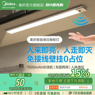 政府补贴15%美 柜 led充插两用人体感应灯橱柜灯灯条书桌衣柜鞋