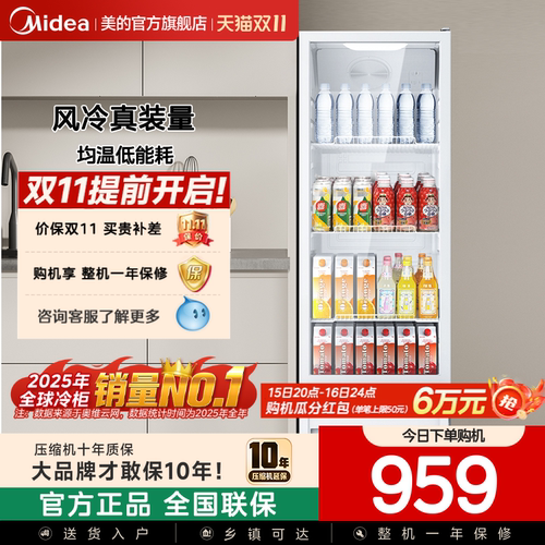 美的208/318展示柜立式冰柜冰吧