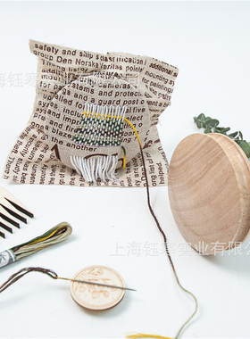 darning mushroom扁饼干型含木柄收纳针筒式补丁编织工具修补套装