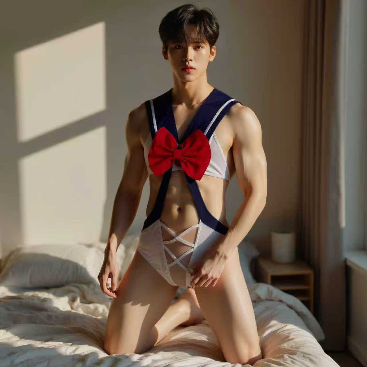 舒适男士绑带连体衣内衣睡衣