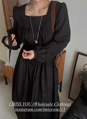 九1102韩国东大门连衣裙区IMISSYOU-8686612纯色知性正品英伦冬款