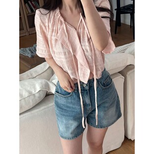 8753222街舞新款 精致直邮洋气甜美 区OPN 九0322韩国东大门衬衫