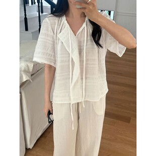 九0322韩国东大门衬衫 8753221复古纯色气质正品 欧美冬款 区OPN