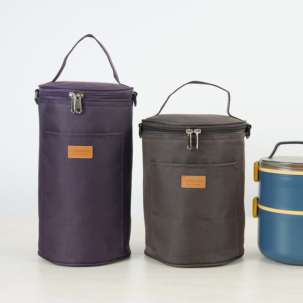 新款圆形保温桶饭盒袋套加厚铝箔防水带饭兜碗手提包饭盒便当袋