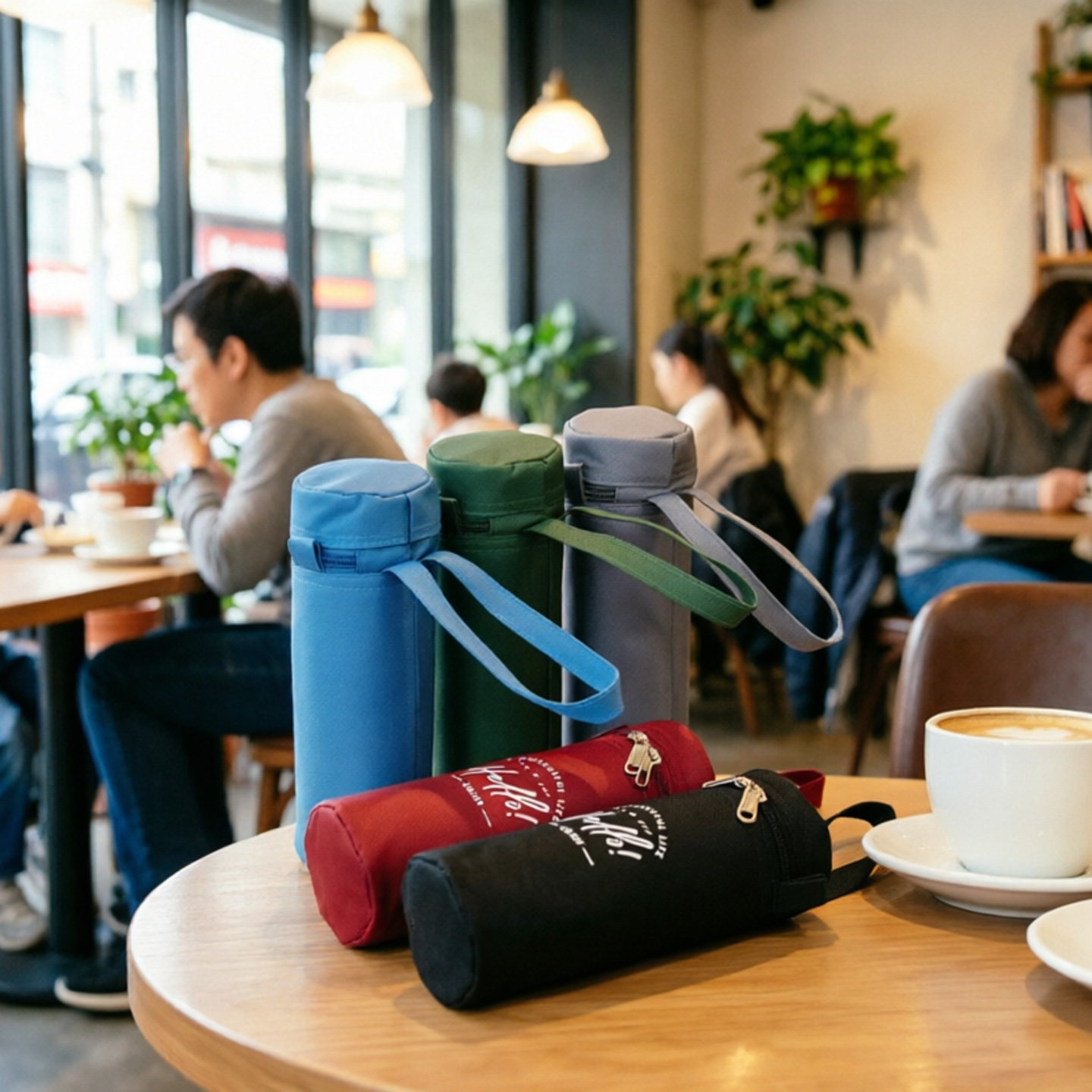 日系可爱便携杯套手提斜挎纯色保温水杯袋保护套双拉链多色可选