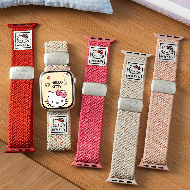 适用iwatch10表带苹果S9手表applewatch8新款猫咪编织s8尼龙腕带
