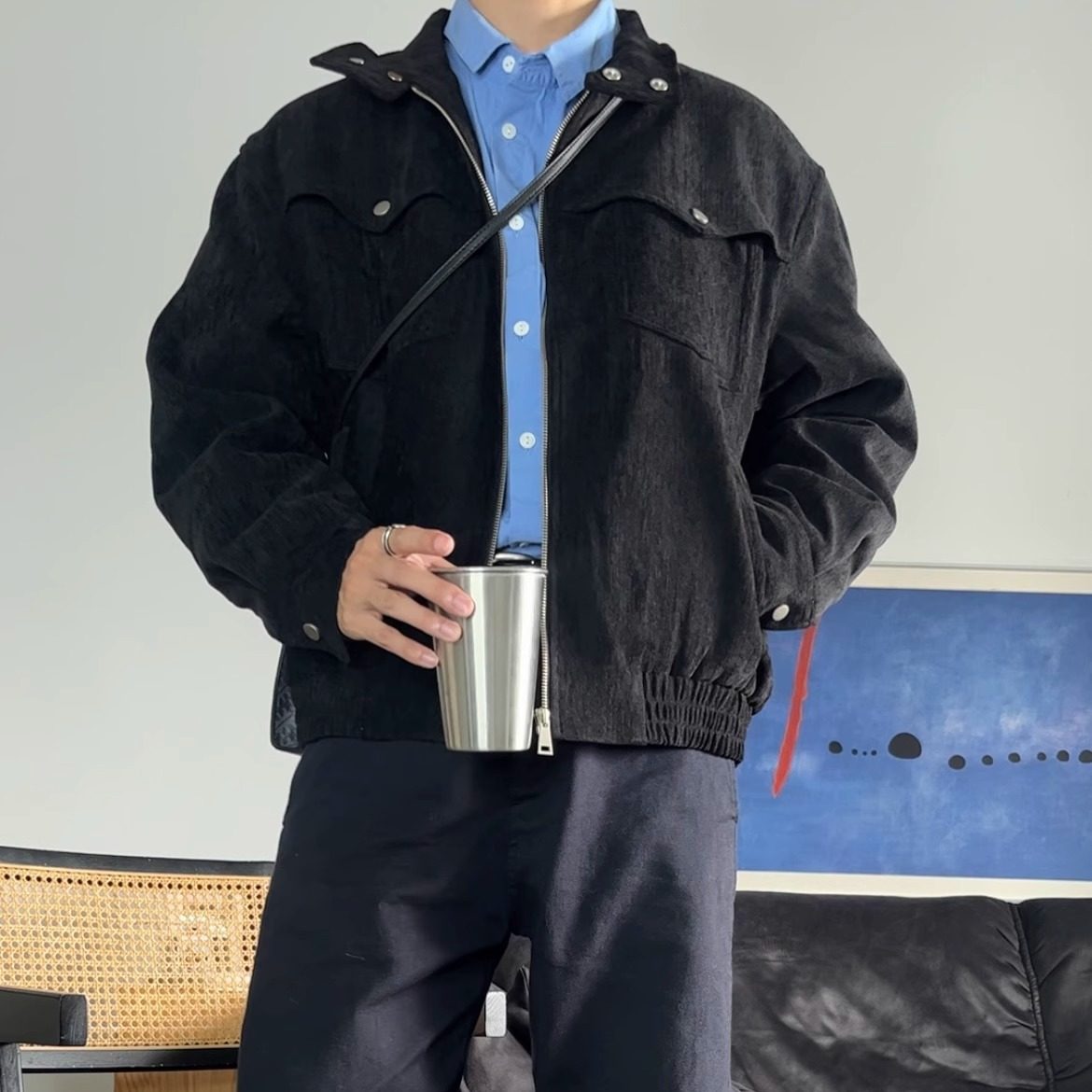 哈灵顿夹克加棉棉服加厚秋冬