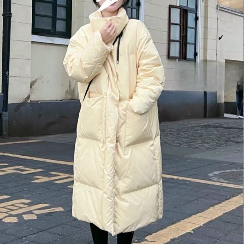 2025新款中长款羽绒服女韩版加厚立领宽松版羽绒棉衣面包服冬外套