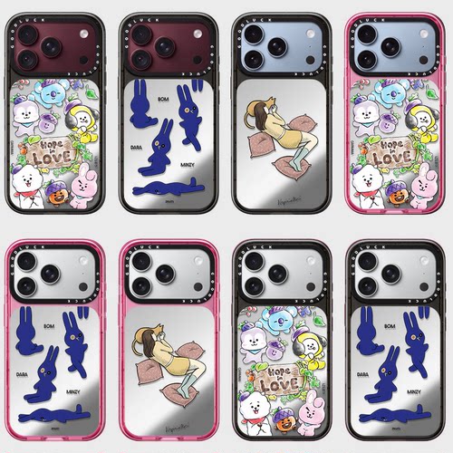 C家ASETi勃艮第酒红适用iPhone苹果18promax手机壳17promax/17pro/18pro可爱动物补妆镜子日韩网红情侣tpu女