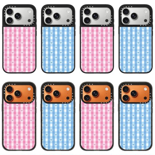 C家ASETi华强北适用iPhone苹果18promax手机壳14promax/16promax/17promax粉白格子爱心18pro亚克力Air可爱女
