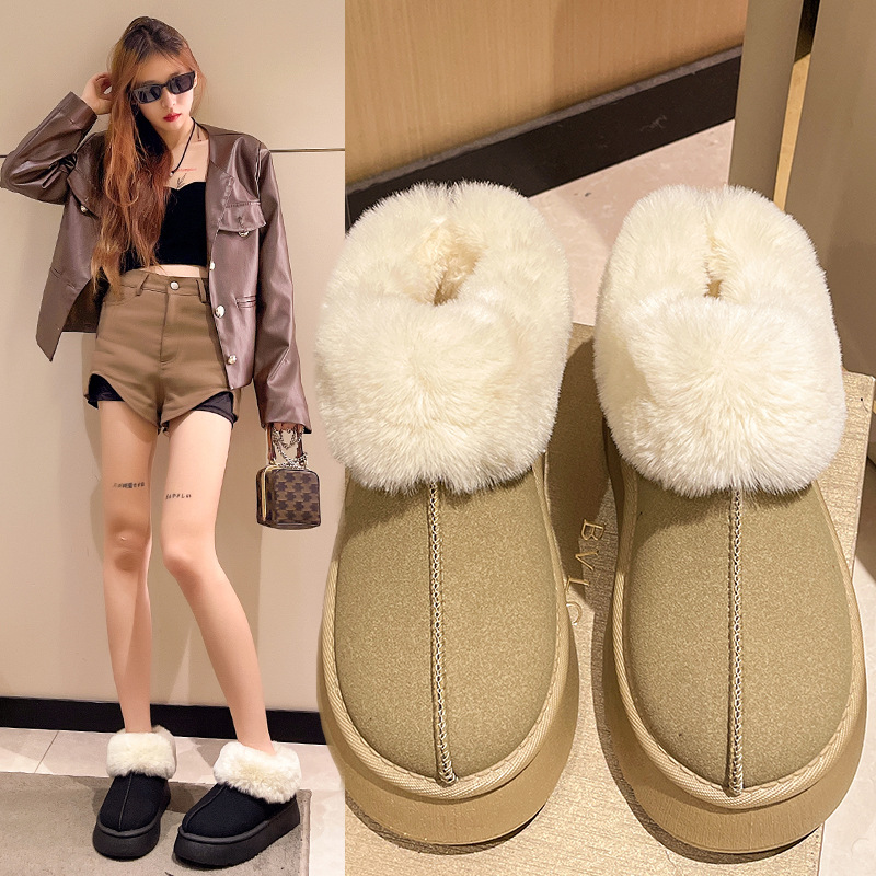 2023年时尚网红韩版雪地靴加绒竖条防寒保暖毛口增高一脚蹬面包鞋_小丫拖鞋_女鞋-第4张图片-提都小院 2023年时尚网红韩版雪地靴加绒竖条防寒保暖毛口增高一脚蹬面包鞋_小丫拖鞋_女鞋-第4张图片-提都小院