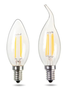 led蜡烛灯泡e14小螺口2W4W爱迪生尖泡拉尾泡水晶吊灯光源钨丝灯泡