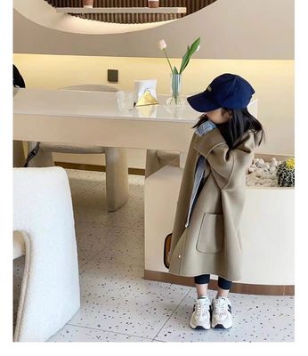 女童双面羊绒大衣2023冬装新款童装儿童宝宝男童韩版加厚保暖外套