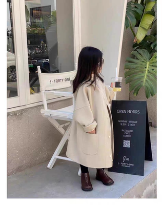 韩版高端童装儿童双面羊绒呢大衣女童2024秋冬季亲子中大童呢外套