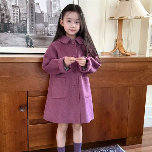 女童秋冬季双面羊绒大衣2026新款加厚毛呢外套儿童中长款洋气上衣