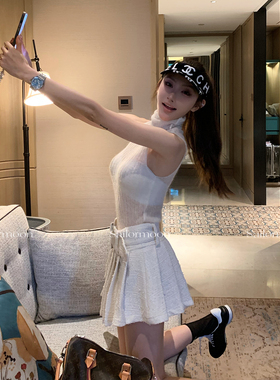 F PROJECT【浅雪山茶】小香风粗花呢半身裙腰带百褶裙女秋冬百搭