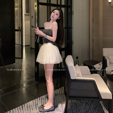 F PROJECT【薄纱月光】甜美芭蕾风高腰网纱拼接半身裙女蓬蓬短裙