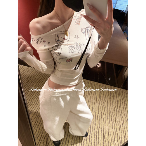 F PROJECT【里约摇滚客】卡通独角兽蝴蝶结涂鸦印花T恤修身上衣