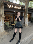 黑色靴子过膝长靴显高显瘦不掉筒 多穿炸街战靴 PROJECT 一鞋