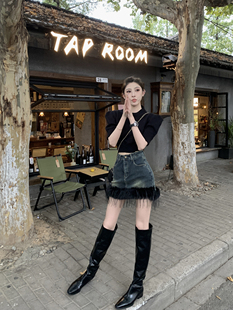 多穿炸街战靴 一鞋 黑色靴子过膝长靴显高显瘦不掉筒 PROJECT