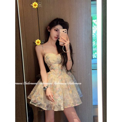 F PROJECT【爱丽丝梦境】碎花连衣裙法式吊带裙高级感度假仙女裙