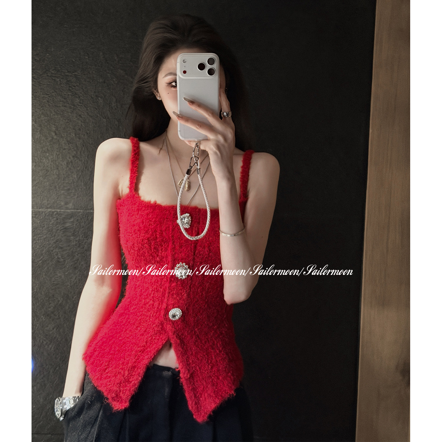 F PROJECT【弥留爱丽丝】圣诞特调针织羊毛水钻修身打底上衣吊带,女装/女士精品,背心吊带,淘宝优惠券,粉丝福利购,淘宝优惠卷