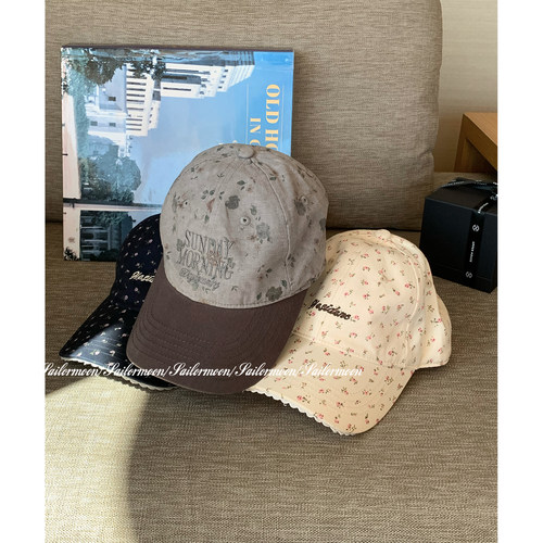 F PROJECT【练习生】小碎花字母刺绣棒球帽女夏季显脸小鸭舌帽