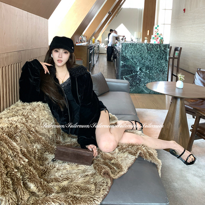 F PROJECT【曼城旧事】韩版百搭棒球棉服丝绒夹棉派克外套