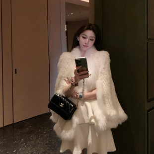 1oo%兔毛编织披肩小斗篷皮草外套女秋冬 北海初雪 PROJECT