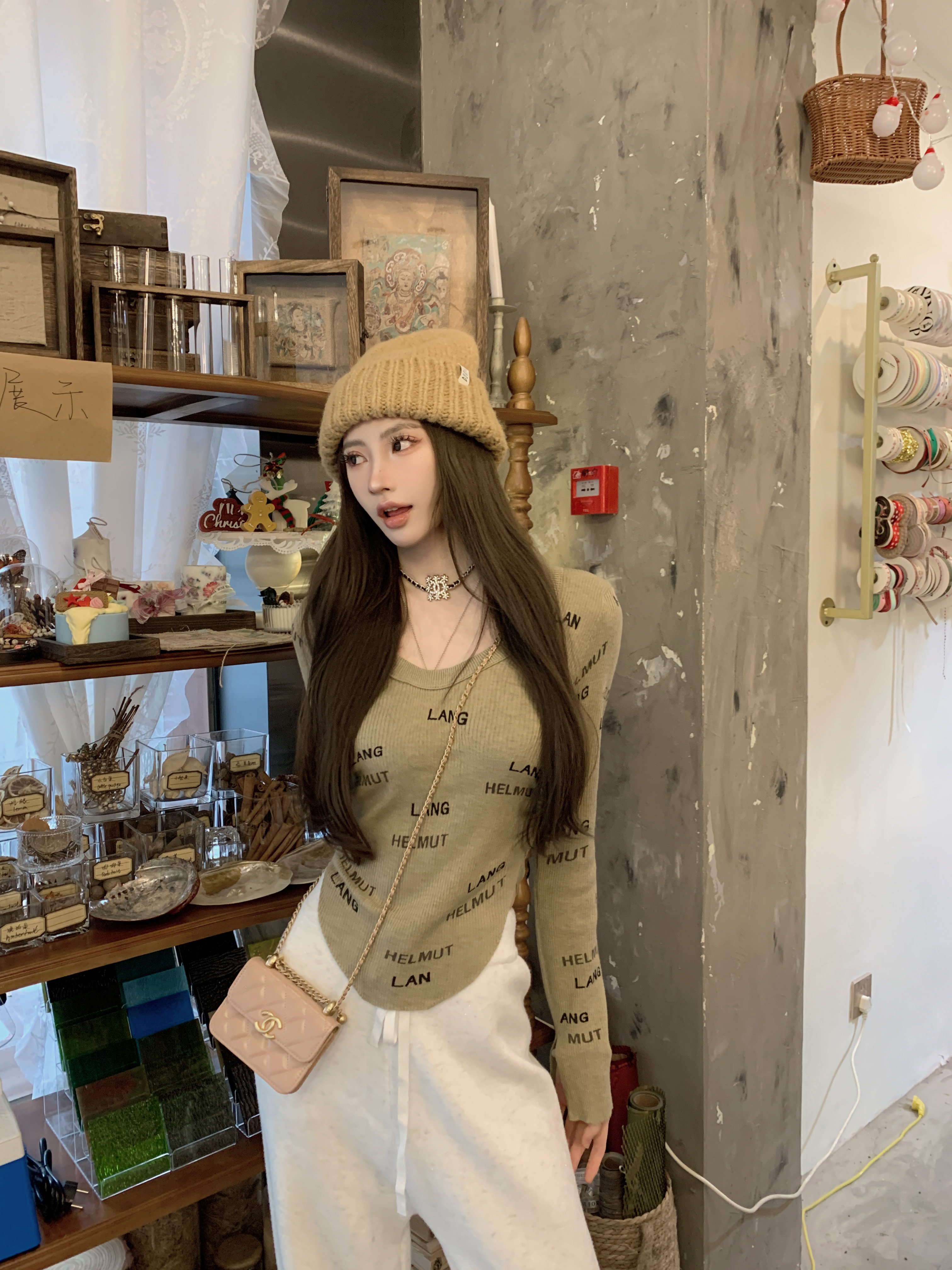 FPROJECT字母修身针织打底