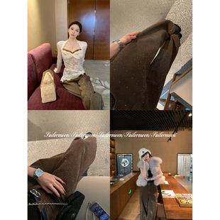 F PROJECT【璀璨钻石爆闪裤】重工烫钻显瘦高腰宽松牛仔裤女百搭