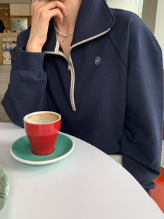 折扣现货RECTO.经典款半拉链套头短款翻领卫衣设计师款连帽卫衣