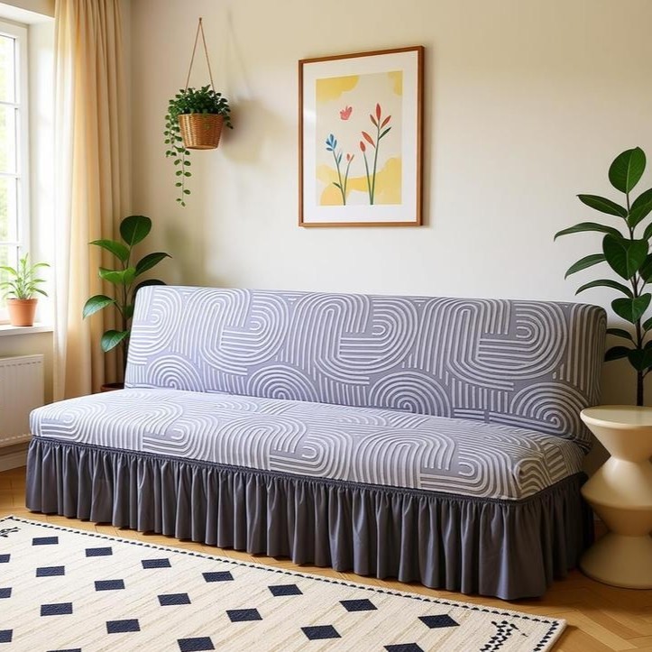 无扶手沙发套罩印花裙边防猫抓折叠两用沙发床套罩一体式弹力全包,居家布艺,沙发套,淘宝优惠券,粉丝福利购,淘宝优惠卷