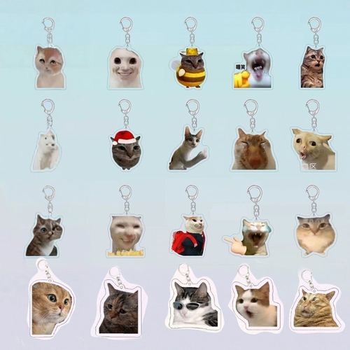 抖音爆火猫meme挂件钥匙扣搞怪抽象委屈对话小猫表情包挂件