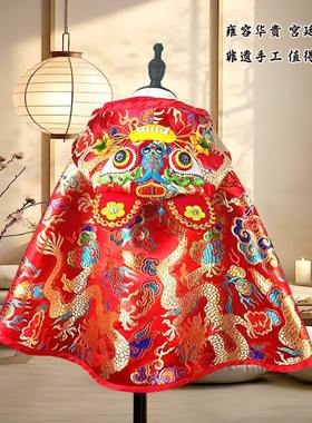 儿童古风汉服红色披风斗篷