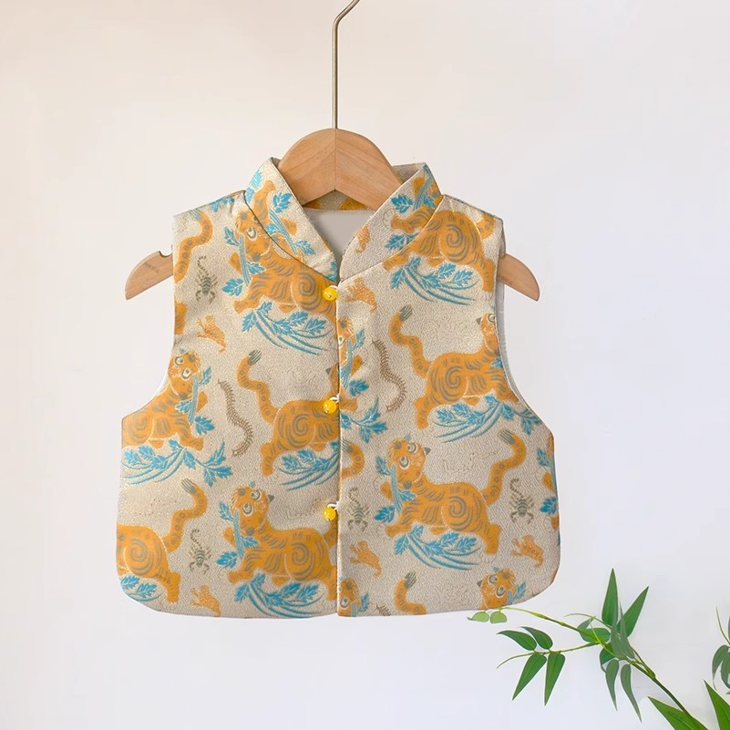 周岁男宝礼服夏季抓周衣服女男童新中式国风套装儿童汉服唐装马甲