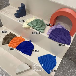 网红婴儿宝宝帽子春秋男女儿童毛线帽套头帽瓜皮帽天线帽可爱超萌