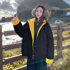 大货已出！2026冬季新款连帽撞色拼接棉服女123-7768-P165-K238图片
