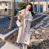 现货！2023春季新款水洗皮拼接风衣外套123-2385-P145-K198，女装风衣，浙宝123